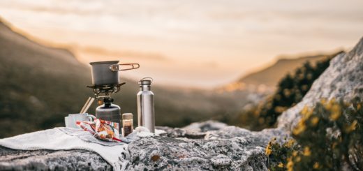 camping kitchen on rocks