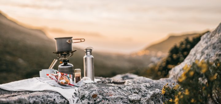 camping kitchen on rocks
